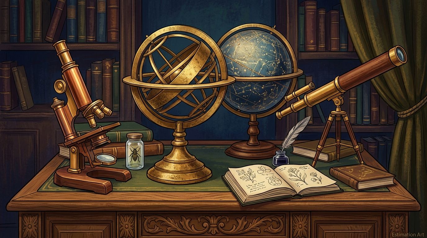 Instruments scientifiques anciens : globes, microscopes, télescopes